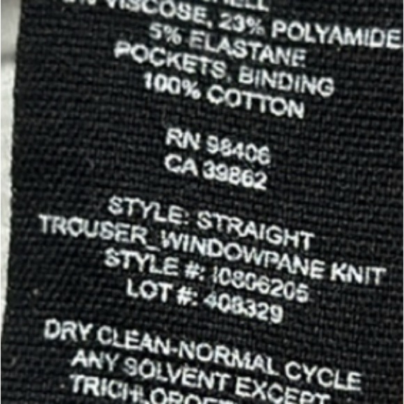 Theory Straight Trouser in Navy Windowpane Print Stretch Trouser Size 00/24 - Picture 10 of 10